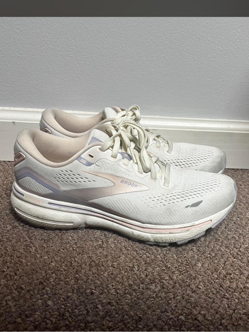 Brooks Women's White and Light Pink Ghost Running Shoes